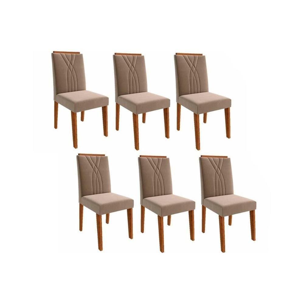 Cadeira Sala de Jantar Nicole Kit 6 Un Savana/Suede Joli - Cimol