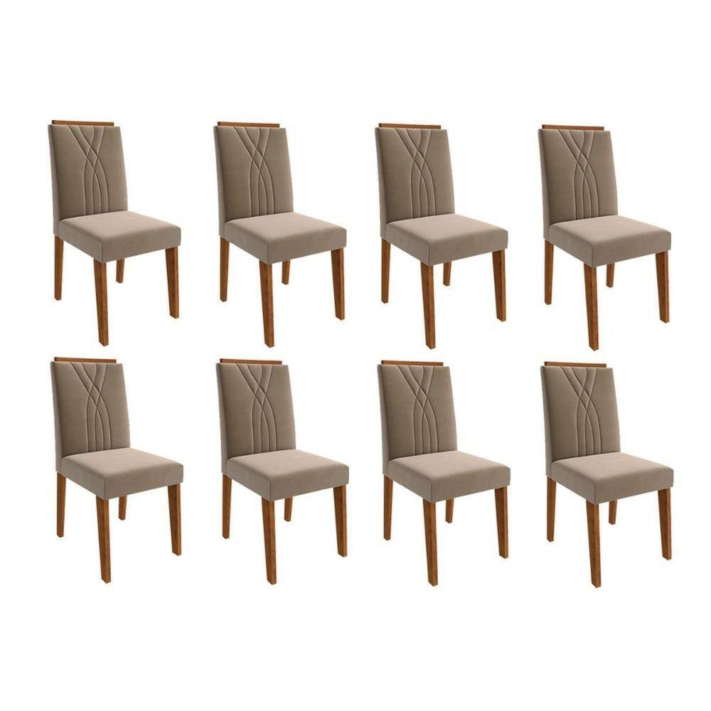 Cadeira Sala de Jantar Nicole Kit 8 Un Savana/Suede Joli - Cimol