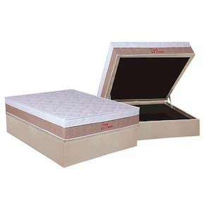Cama Box Baú Casal: Colchão Ortopédico Orthoflex Foggia Premier + Base CRC Suede Clean(138x188)