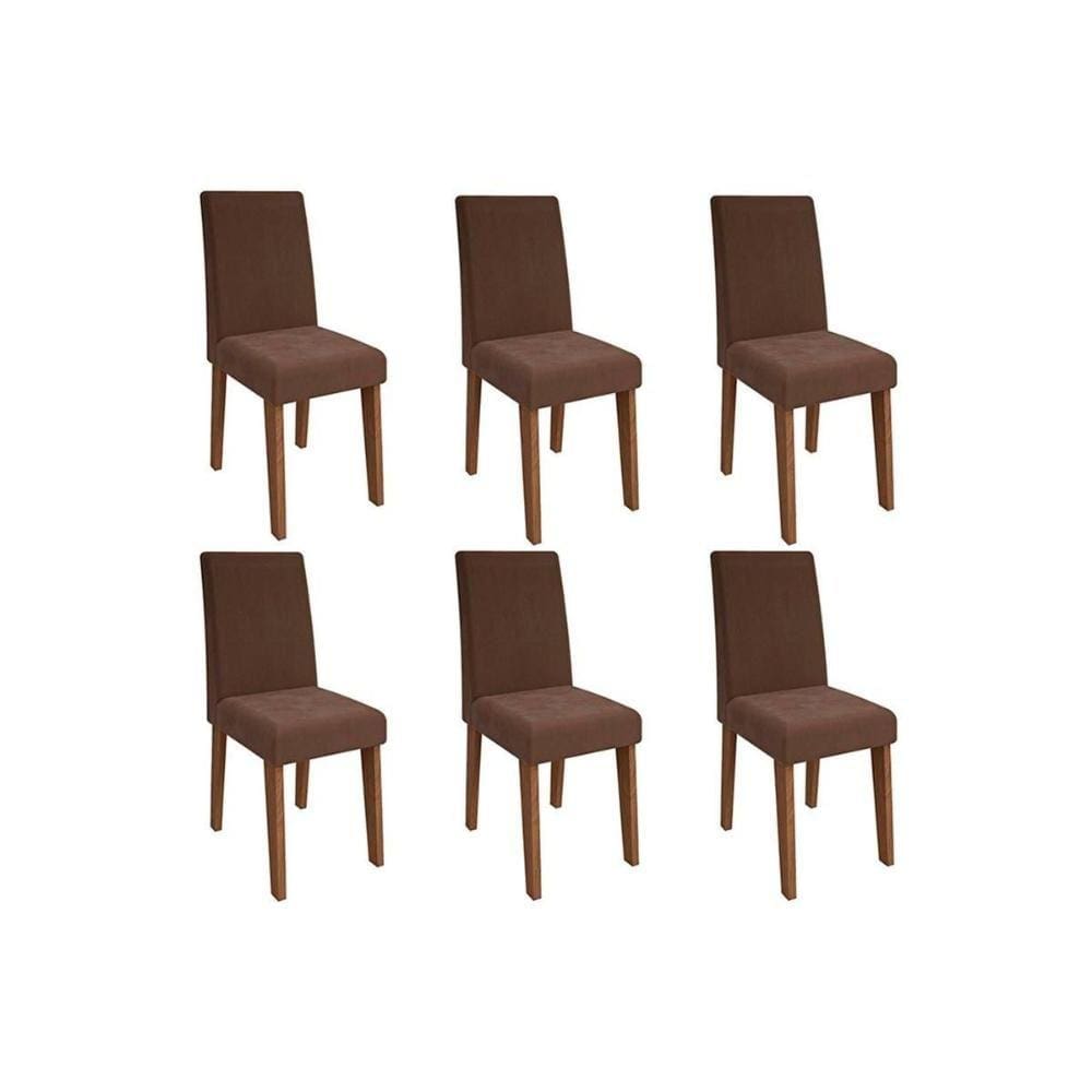 Cadeira Sala de Jantar Milena Kit 6 Un Savana/Suede Chocolate - Cimol