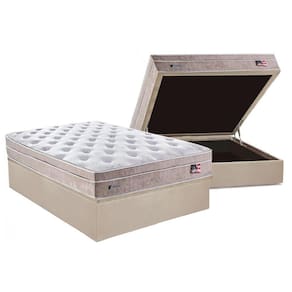 Cama Box Baú Casal: Colchão Molas Ensacadas Sealy MasterPocket Miami + Base CRC Suede Clean(138x188)