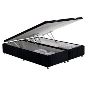 Cama Box Baú King Bordado Black (193x203x35) - Anjos