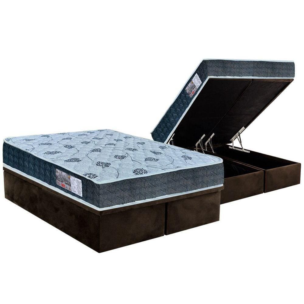 Cama Box Baú King: Colchão Anatômico Orthoflex D45 / EP Cecina + Base CRC Suede Brown(193x203)