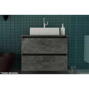 Conjunto de Banheiro Balcão Suspenso BN3607 c/ Cuba Pia BN3600 60cm cor Mármore Lunar - Tecno Mobili