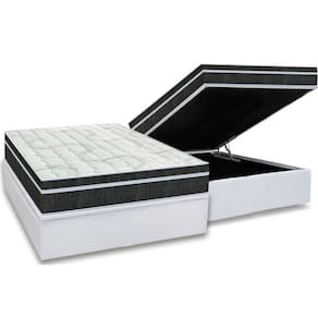 Cama Box Baú Casal: Colchão Molas Bonnel Orthoflex Venezia + Base CRC Courano White(138x188)