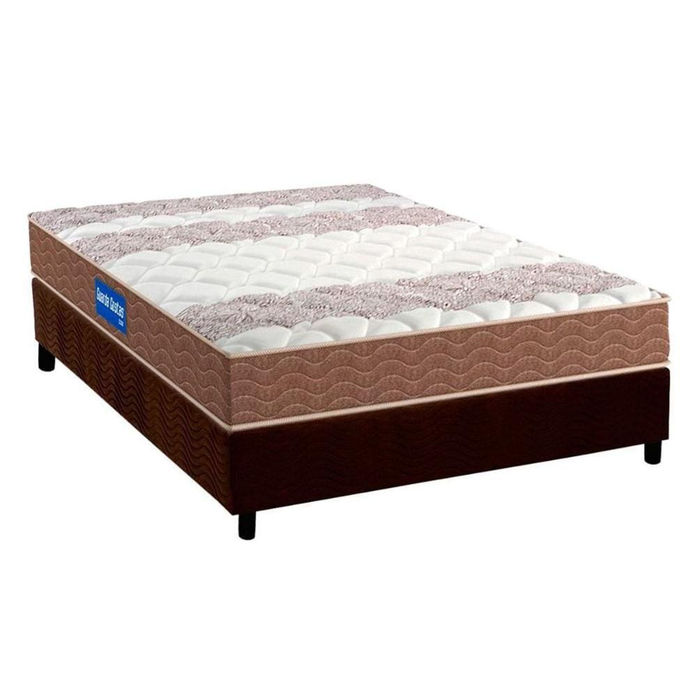 Cama Box Casal: Colchão Espuma D33 Probel Guarda Costas + Base CRC Suede Brown(138x188)
