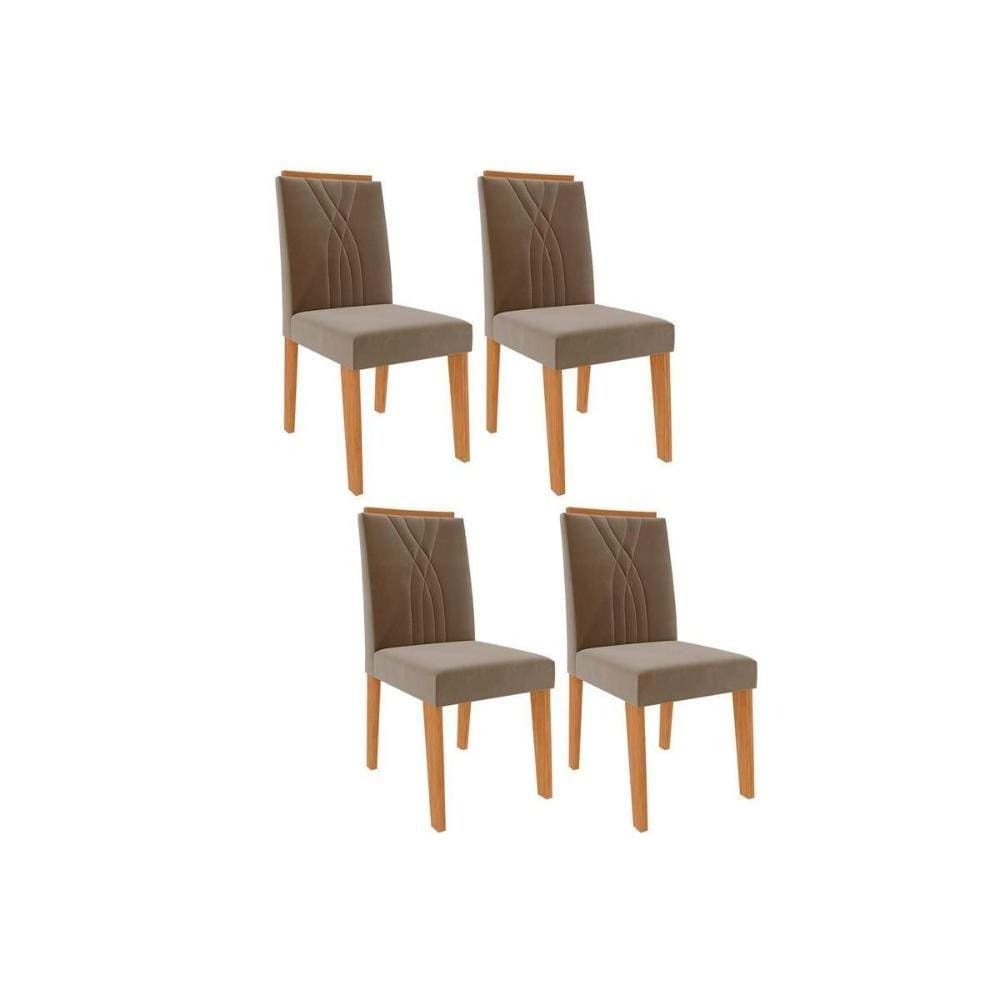 Cadeira Sala de Jantar Nicole Kit 4 Un Nature/Suede Joli - Cimol