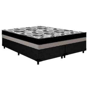 Cama Box Queen: Colchão Anatômico Ortobom D33/EP ISO 100 Double Face + Base CRC Courano Black(158x198x20)