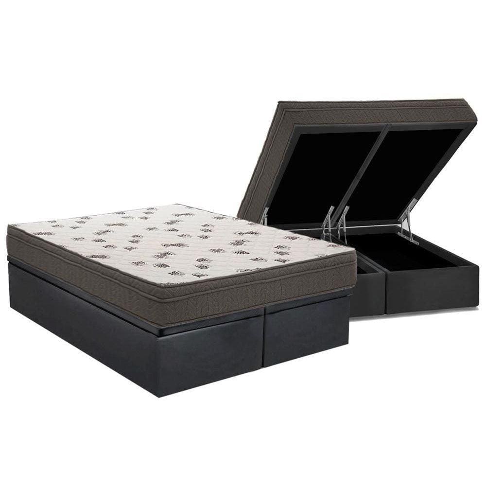 Cama Box Baú Queen: Colchão Espuma D45 Ortobom Light + Base CRC Suede Gray(158x198)