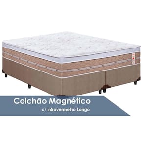 Cama Box Queen: Colchão c/Vibro Massagem Castor Tecnopedic Magnético Niponpedic + Base CRC Courano Clean(158x198)