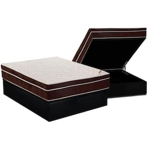 Cama Box Baú Casal: Colchão Ortopédico Ortobom Exclusive + Base CRC Suede Black(138x188)
