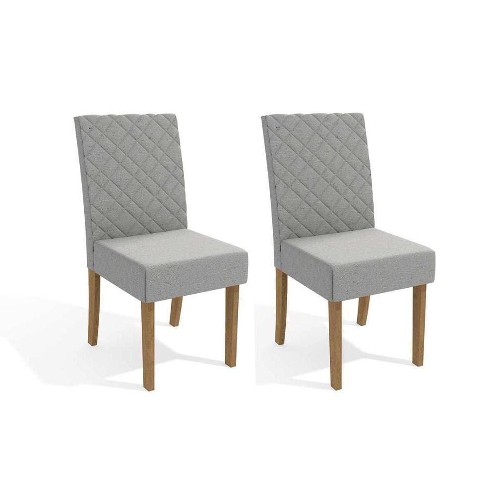 Cadeira Sala de Jantar 2CAD133 Kit 2 Un Freijó/Linho Caqui - Kappesberg