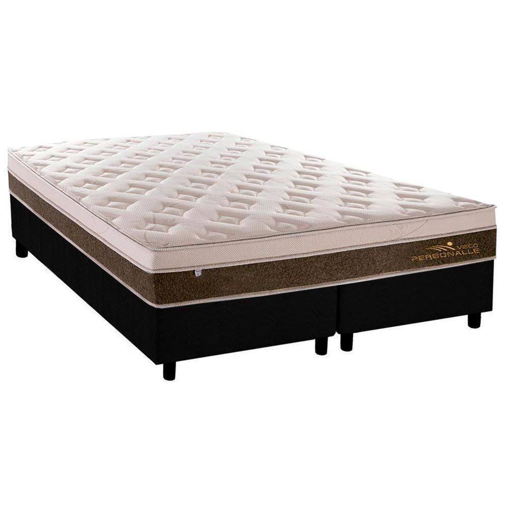 Cama Box King: Colchão Molas Ensacadas Plumatex MasterPocket Personalle + Base CRC Suede Black(193x203)