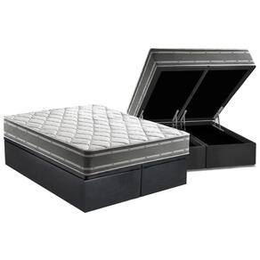 Cama Box Baú King: Colchão Anatômico Anjos D33 / EP Supremo Track Double Face + Base CRC Suede Gray(193x203)