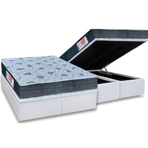 Cama Box Baú Queen: Colchão Espuma D45 Orthoflex Comfortpedic Line + Base CRC Courano White(158x198)