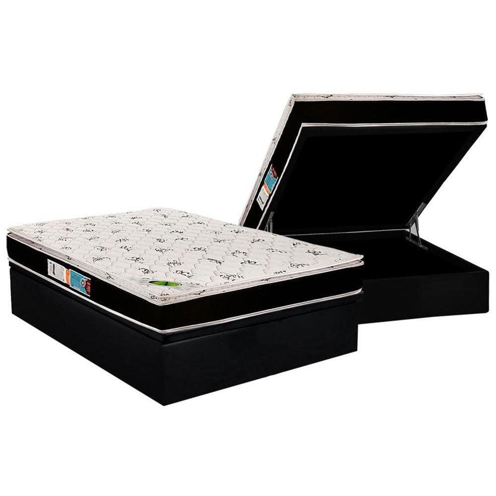 Cama Box Baú Casal: Colchão Anatômico Luckspuma D33 / AG65 Aspen Super Firme + Base CRC Suede Black(138x188)