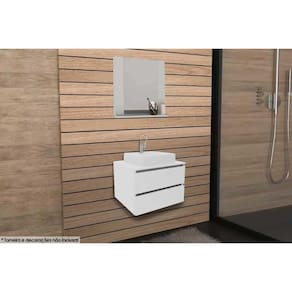 Conjunto de Banheiro Armário c/ Espelho BN3610 e Balcão Suspenso BN3607 c/ Cuba Pia BN3600 60cm cor Branco - Tecno Mobili