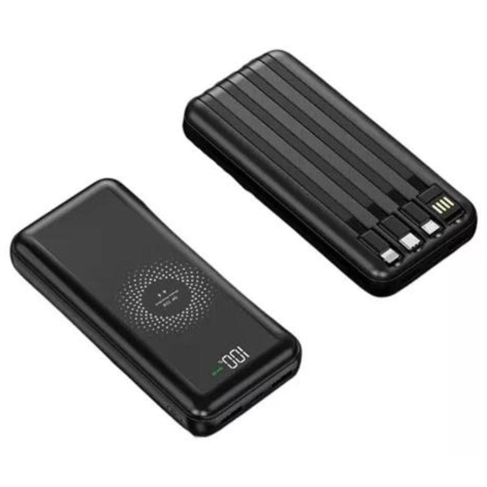 Carregador Power Bank Indução Sem Fio Portátil 04 Cabos Tipo