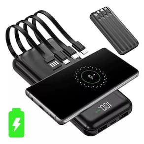 Carregador Portátil Por Indução 10,000 Mah Powerbank 4 Cabos