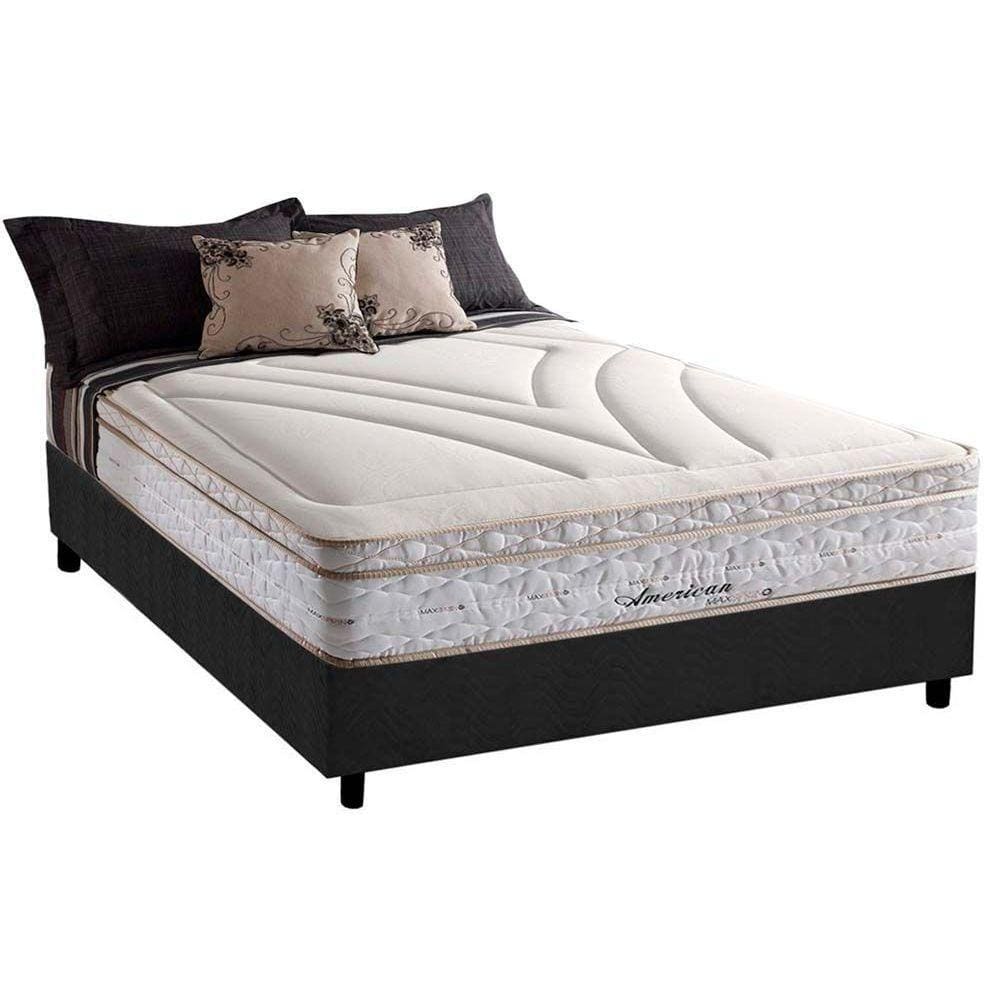 Conjunto Box Casal: Colchão Molas Herval Maxspring American + Base CRC Suede Gray(138x188)