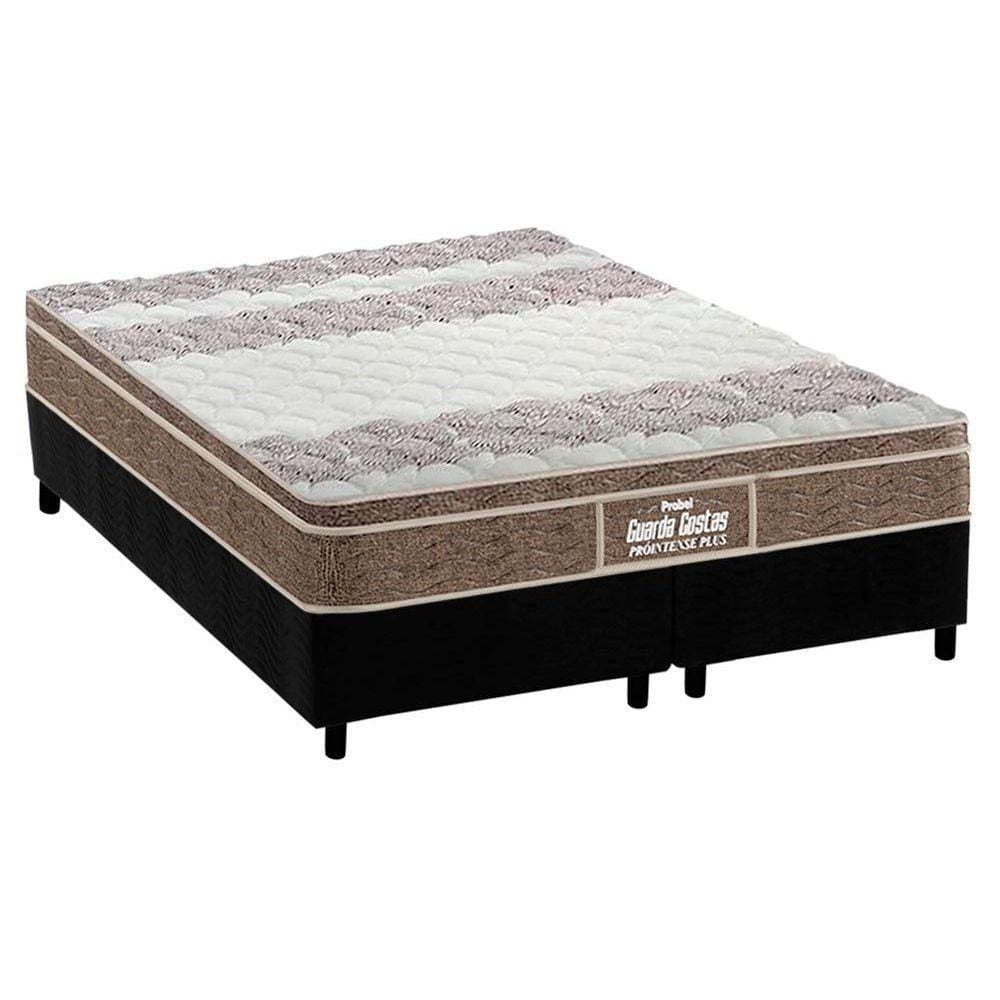 Conjunto Box Queen: Colchão Anatômico Probel D33/EP Guarda Costas Próintense Plus + Base CRC Suede Black(158x198)