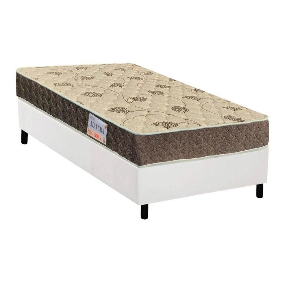 Conjunto Box Solteiro: Colchão Anatômico Orthoflex D33/EP Matera + Base CRC Suede White(88x188)