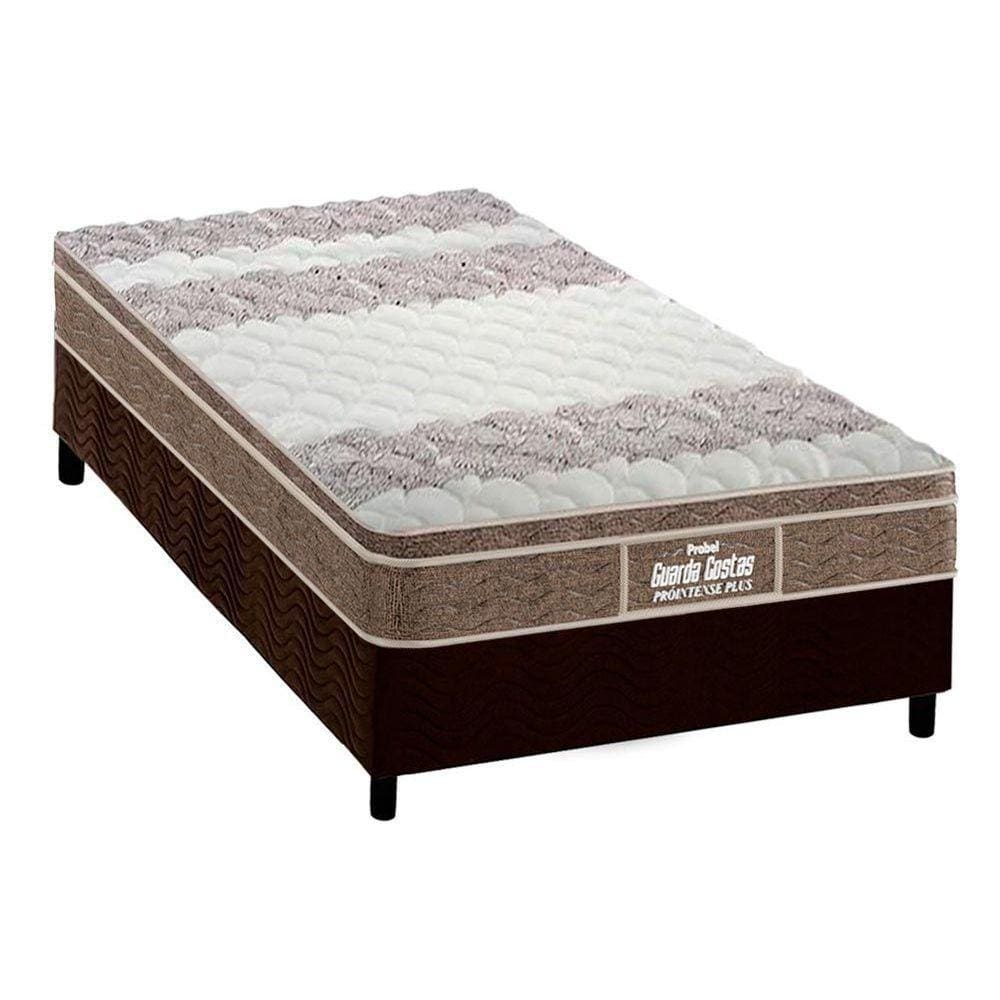 Conjunto Box Solteiro: Colchão Anatômico Probel D33/EP Guarda Costas Próintense Plus + Base CRC Suede Brown(88x188)
