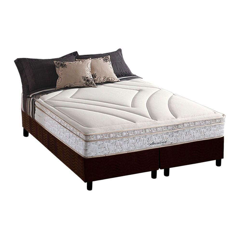 Conjunto Box Queen: Colchão Molas Herval Maxspring American + Base CRC Suede Brown(158x198)