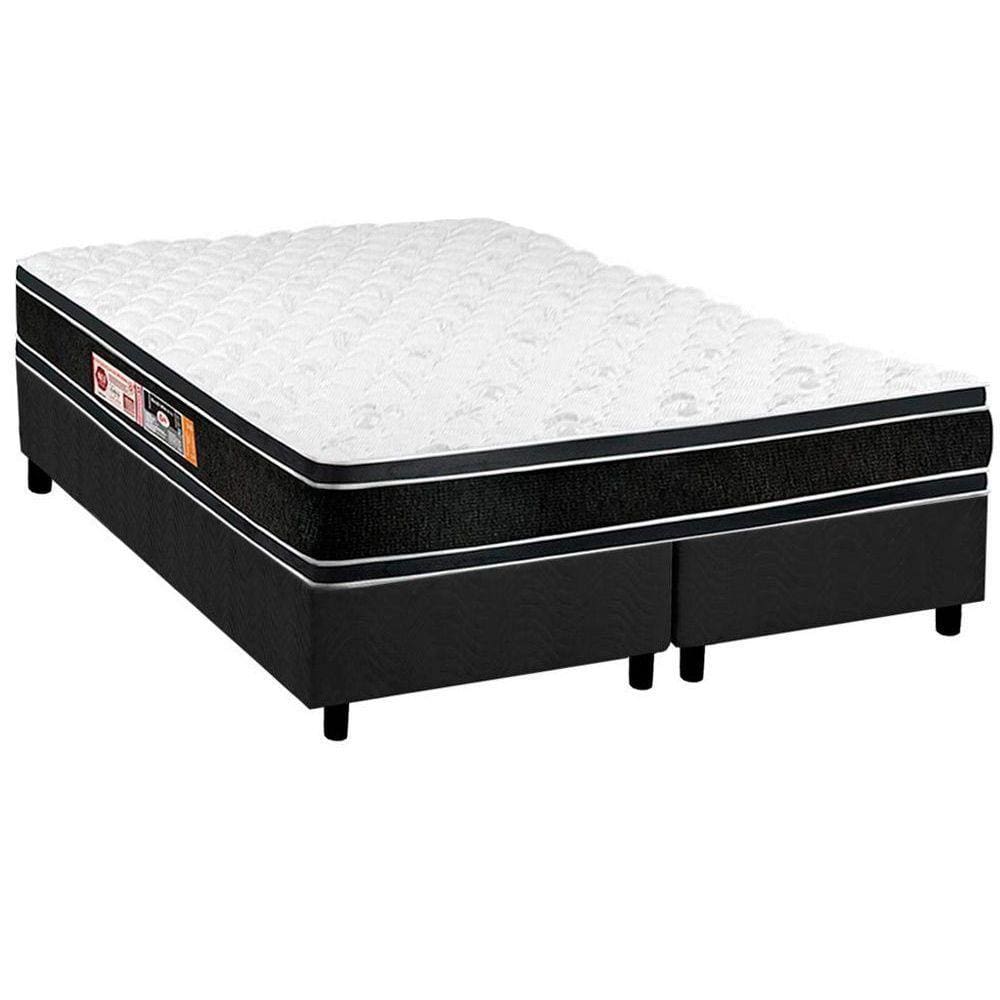 Conjunto Box Queen: Colchão Espuma Castor D33 Black e White + Base CRC Suede Gray(158x198)