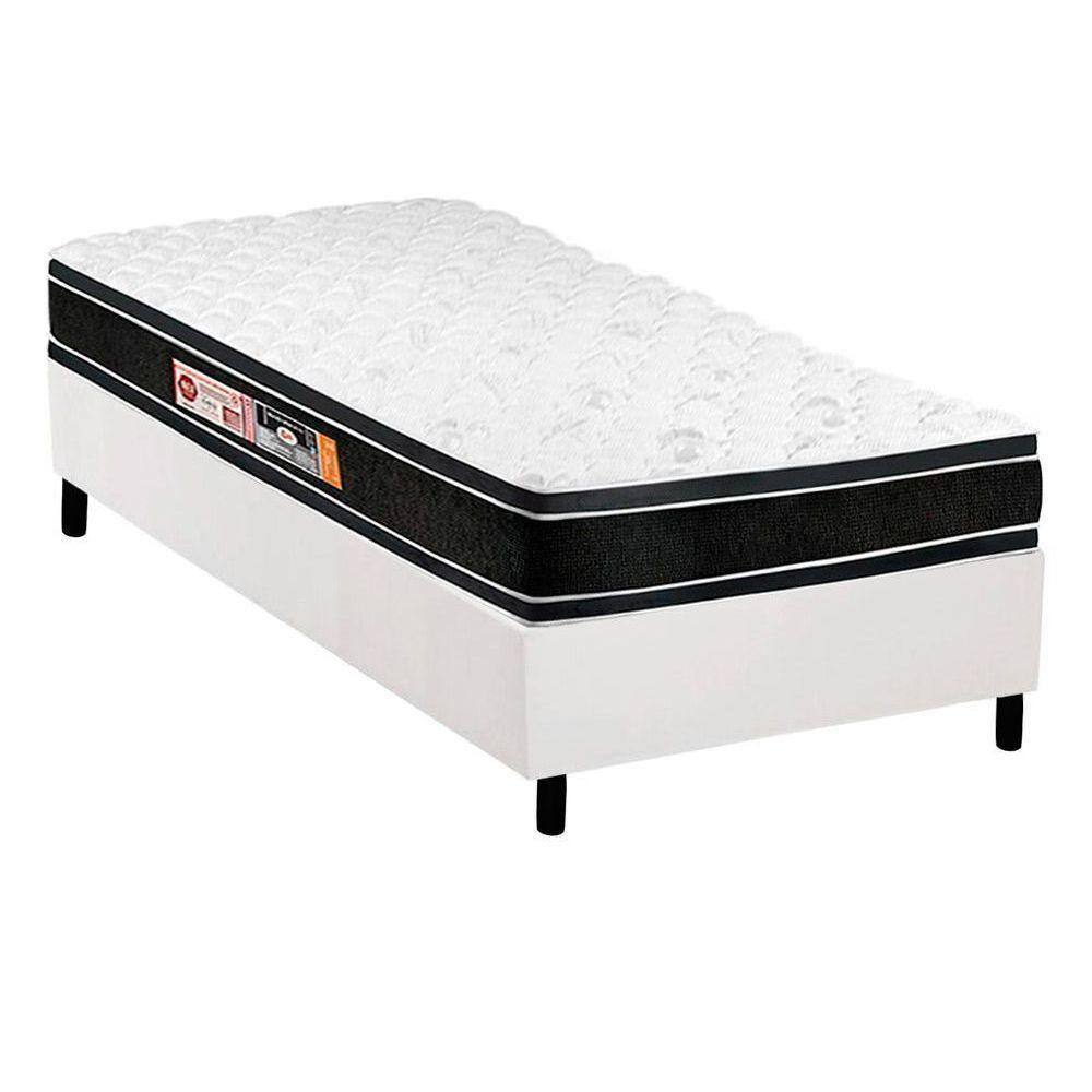 Conjunto Box Solteiro: Colchão Espuma Castor D33 Black e White + Base CRC Courano White(88x188)