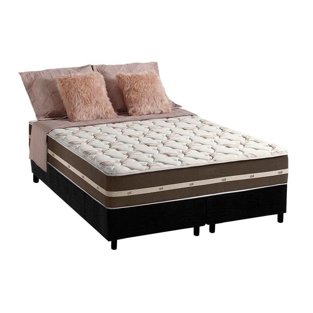 Conjunto Box Queen: Colchão Molas Anjos Superlastic Classic + Base CRC Suede Black(158x198)