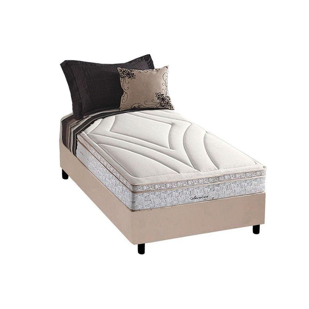 Conjunto Box Solteiro: Colchão Molas Herval Maxspring American + Base CRC Suede Clean(88x188)