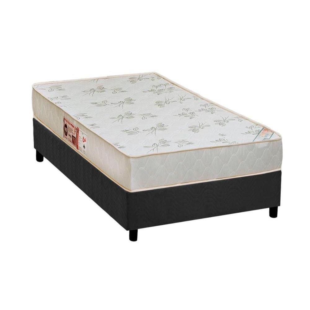 Conjunto Box Solteiro: Colchão Espuma Castor D33 Sleep Max Relax + Base CRC Suede Gray(88x188)