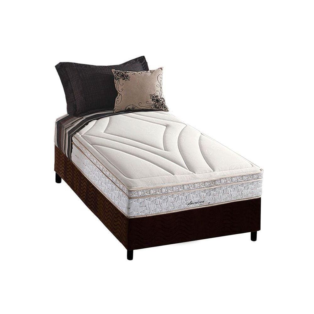 Conjunto Box Solteiro: Colchão Molas Herval Maxspring American + Base CRC Suede Brown(88x188)