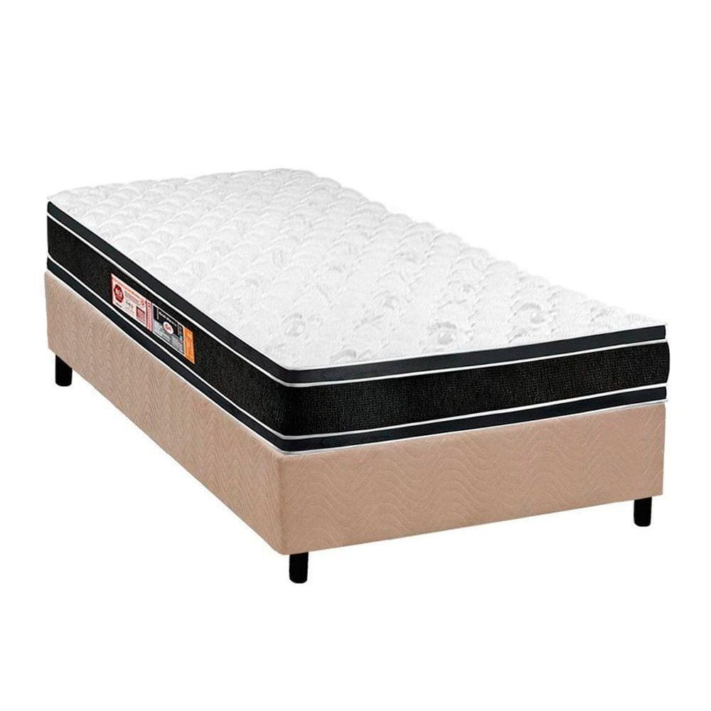 Conjunto Box Solteiro: Colchão Espuma Castor D33 Black e White + Base CRC Suede Clean(88x188)