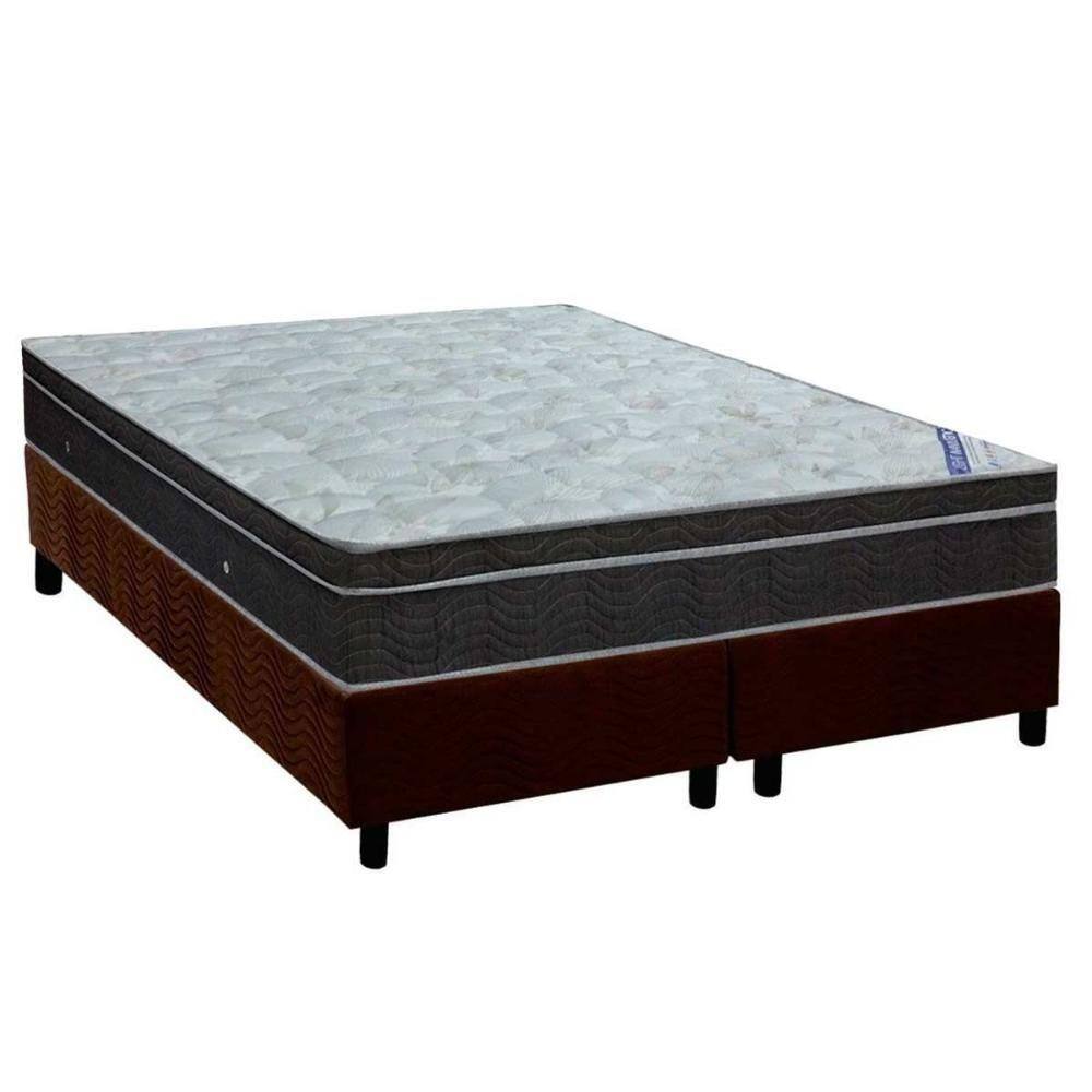Conjunto Box King: Colchão Molas Ortobom Nanolastic Light Selado + Base CRC Suede Brown(186x198)