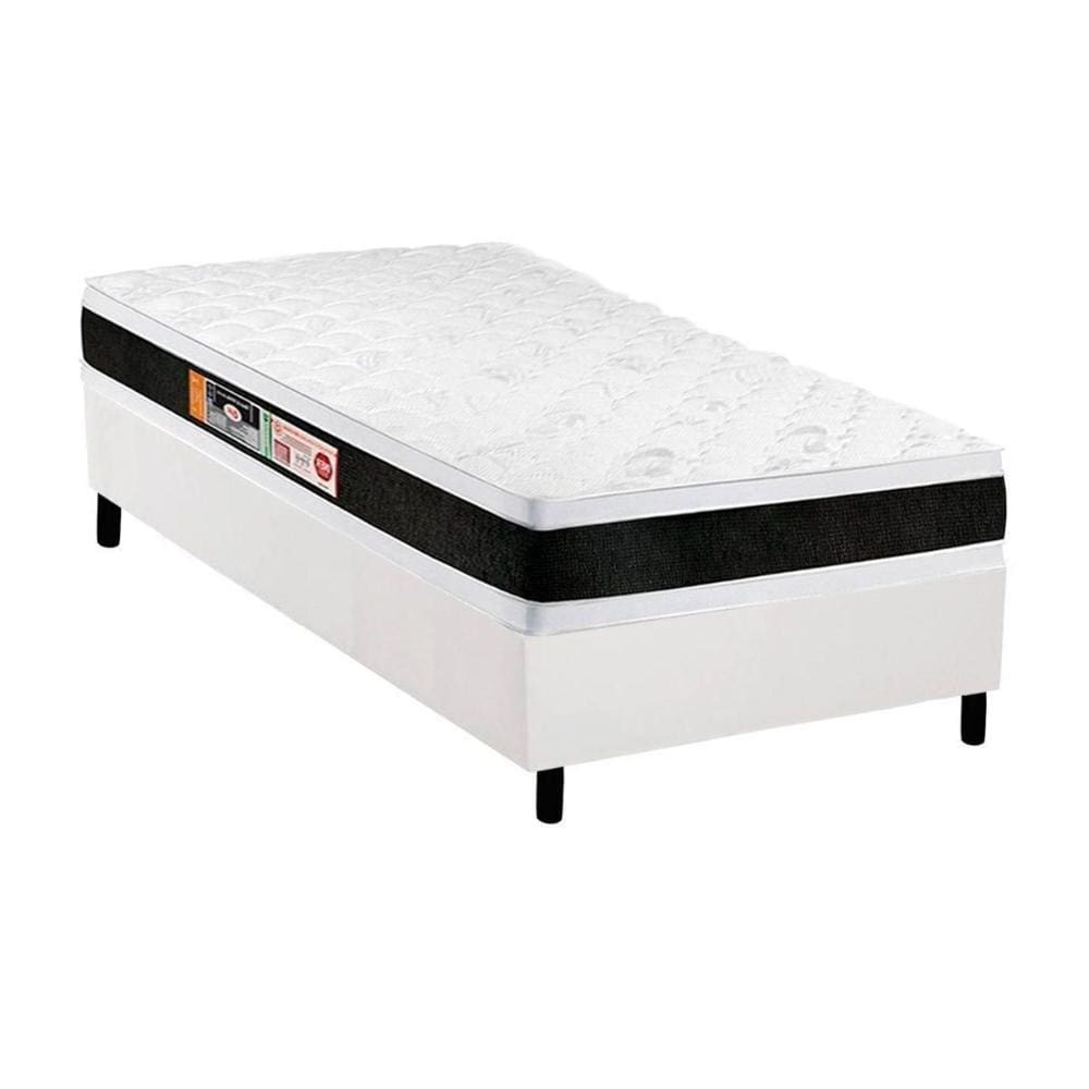 Conjunto Box Solteiro: Colchão Espuma Castor D45 Black e White AIR Double Face + Base CRC Courano White(88x188)