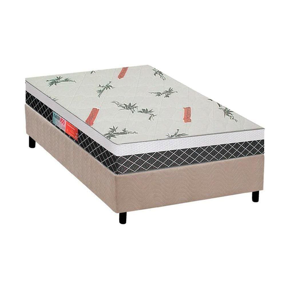 Conjunto Box Solteiro: Colchão Anatômico Plumatex D28/EP Falcon Ultra Firme + Base CRC Suede Clean(88x188)
