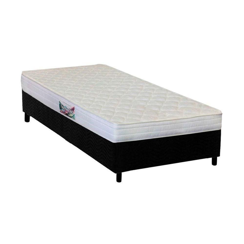 Conjunto Box Solteiro: Colchão Anatômico Herval AG65 Frontier + Base CRC Suede Black(88x188)