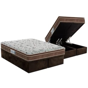 Conjunto Box Baú Queen: Colchão Espuma Probel D45 Advanced Pillow Super + Base CRC Suede Brown(158x198)