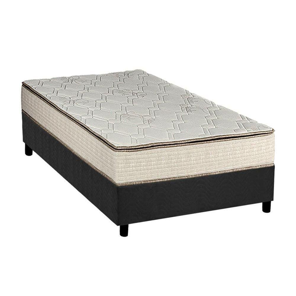 Conjunto Box Solteiro: Colchão Molas Luckspuma Bonnel Montreal Spring + Base CRC Suede Gray(88x188)