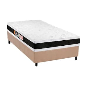 Conjunto Box Solteiro: Colchão Espuma Castor D45 Black e White AIR Double Face + Base CRC Suede Clean(88x188)