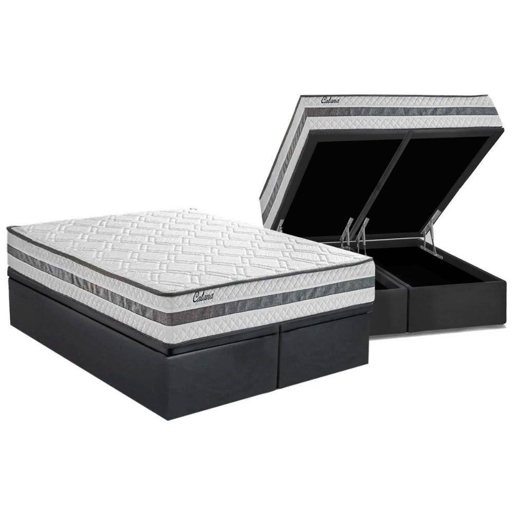 Conjunto Box Baú King: Colchão Molas Herval MasterPocket Ensacadas Catana + Base CRC Suede Gray(193x203)