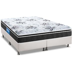 Conjunto Box Queen: Colchão Espuma Probel D40 Guarda Costas Premium Hiper Firme + Base CRC Courano White(158x198)