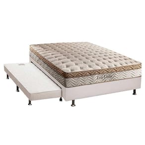 Cama Box c/Auxiliar Casal: Colchão Paropas MasterPocket Eco Linho + Base CRC Courano Branco(138x188)