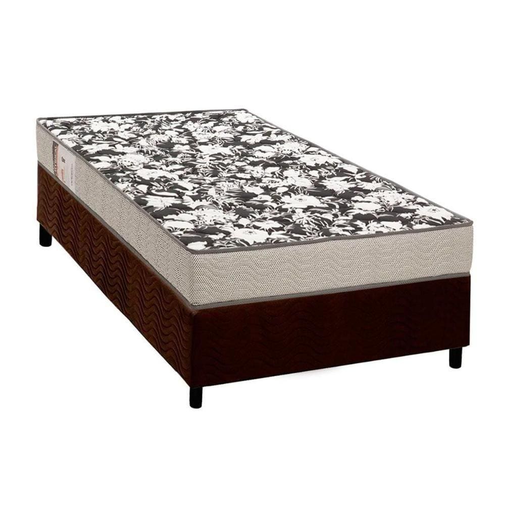Conjunto Box Solteiro: Colchão Espuma Ortobom Physical Ultra Resistente + Base CRC Suede Brown(88x188)
