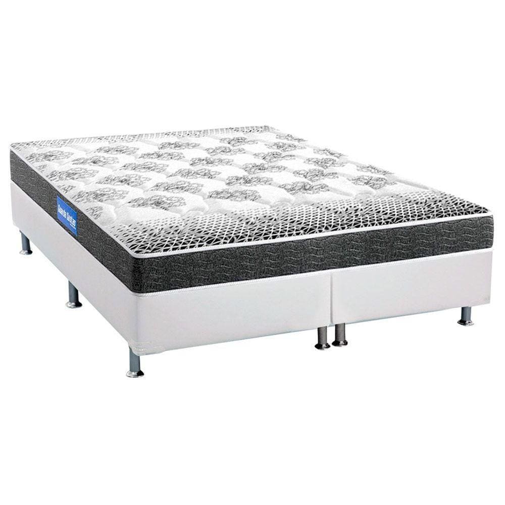 Conjunto Box Queen: Colchão Espuma Probel Guarda Costas Black + Base CRC Courano White(158x198)
