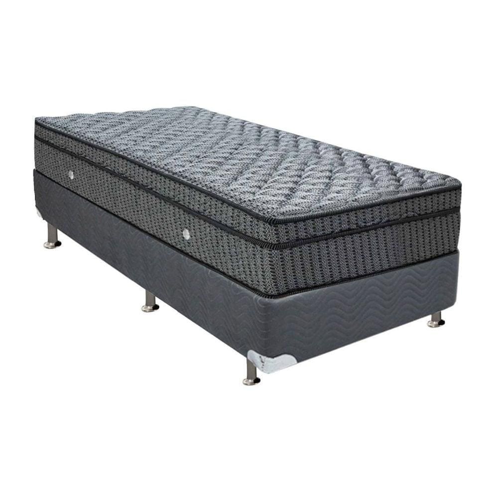 Conjunto Box Solteiro: Colchão Molas Ortobom Hotelaria Nanolastic Orthotel Superluxo + Base CRC Suede Gray(88x188)