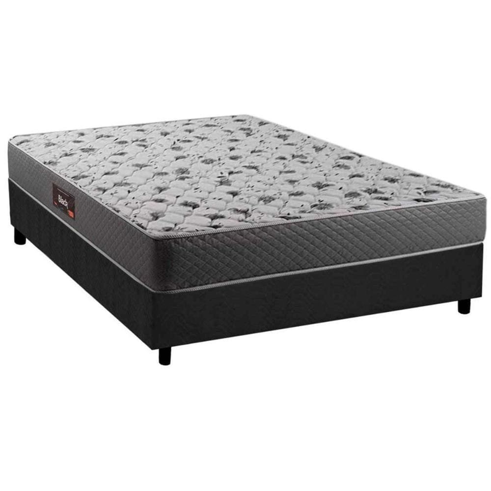 Conjunto Box Casal: Colchão Anatômico Herval D28/AG65 Black + Base CRC Suede Gray(138x188)