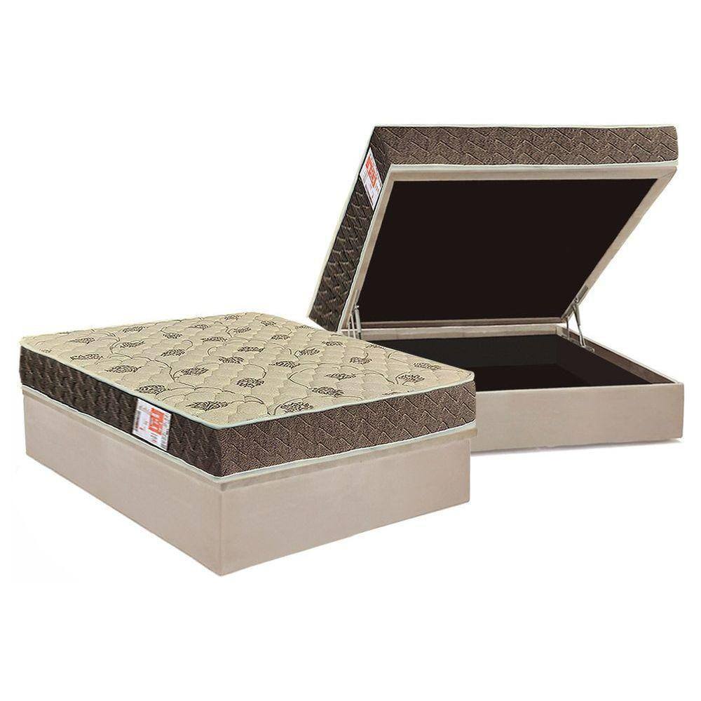 Conjunto Box Baú Casal: Colchão Espuma Orthoflex D33 Comfortpedic Line + Base CRC Suede Clean(138x188)